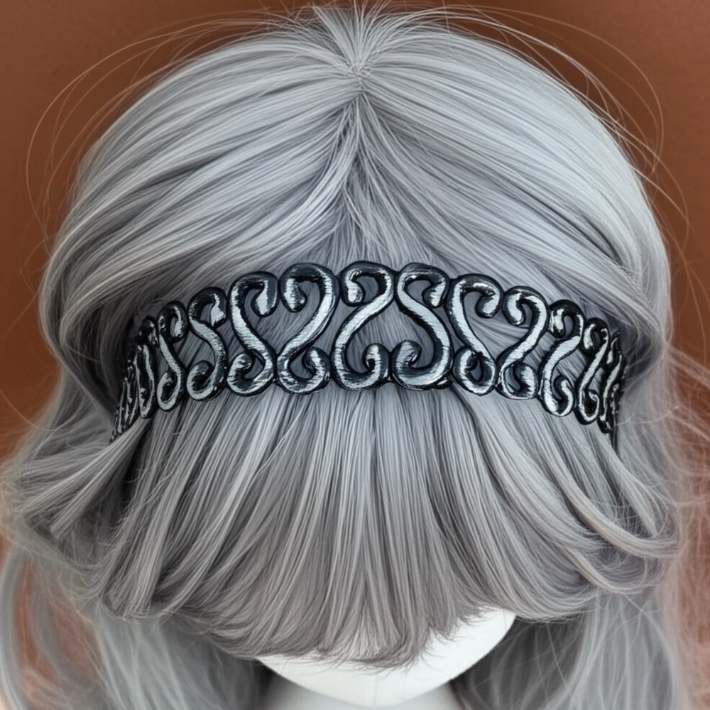Karen Marie Headband Style Curly Jelly Bandeau - Silver NWOT - Picture 7 of 17